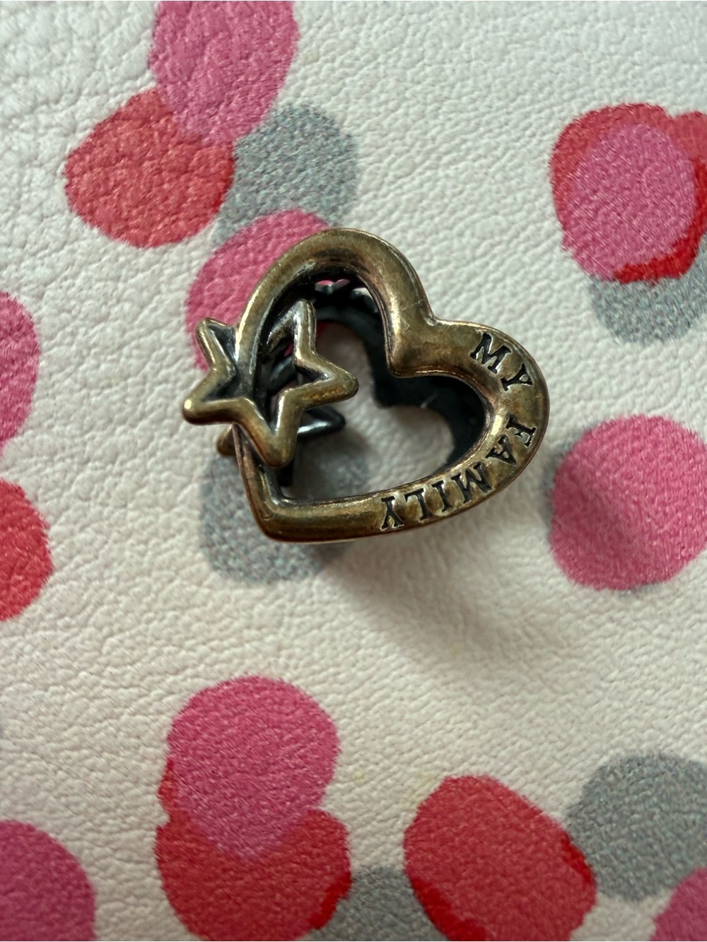 Pandora My Family Heart & Star Charm Pendant - Antique Gold Tone
